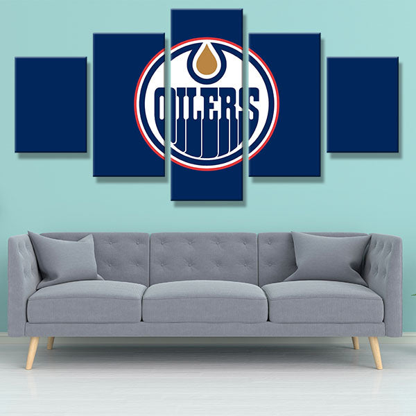 Edmonton Oilers Lce Blue Logo Emblem Canvas Wall Art