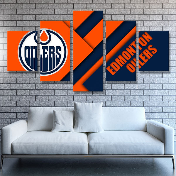 Edmonton Oilers Space Long Emblem Canvas Wall Art