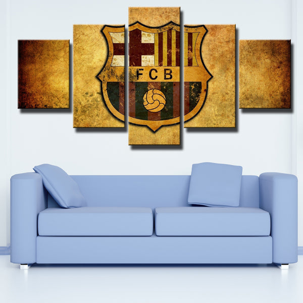 Fc Barcelona Crest Canvas Wall Art