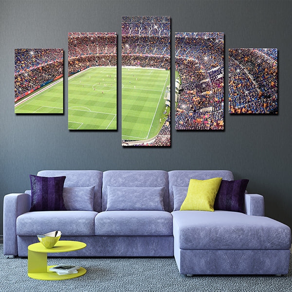 Fc Barcelona Football Field Canvas Wall Art