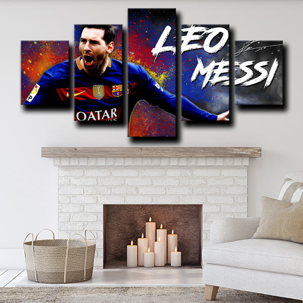 Fc Barcelona Forward La Pulga Lionel Messi Canvas Wall Art