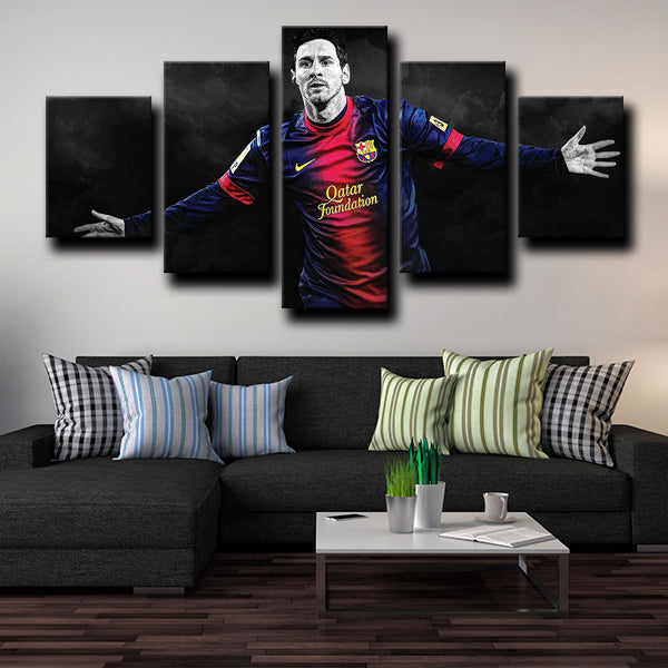 Fc Barcelona Forward La Pulga Lionel Messi Dark Canvas Wall Art