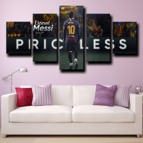 Fc Barcelona Forward La Pulga Lionel Messi Back Canvas Wall Art