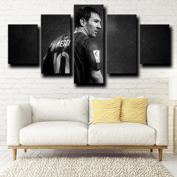 Fc Barcelona Forward La Pulga Lionel Messi Dark Canvas Wall Art