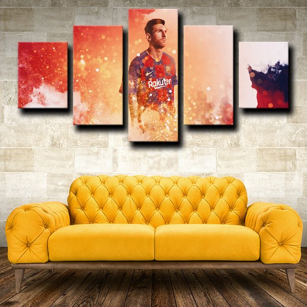 Fc Barcelona Forward La Pulga Lionel Messi Light Canvas Wall Art