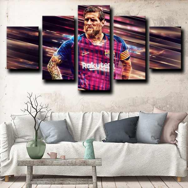Fc Barcelona Forward La Pulga Lionel Messi Line Canvas Wall Art