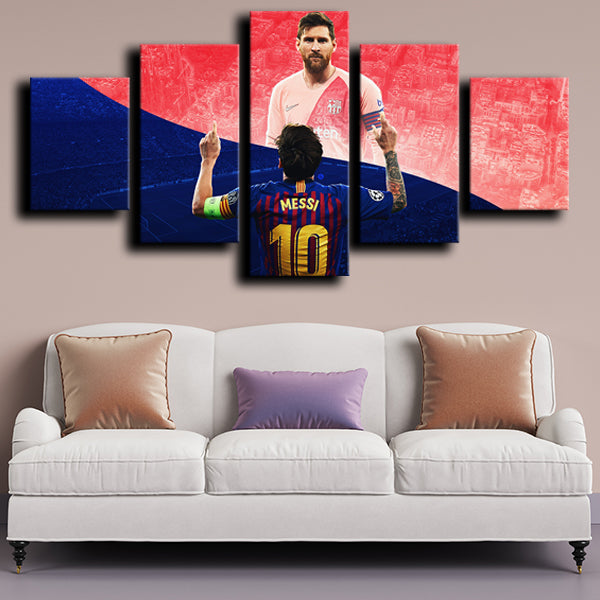 Fc Barcelona Forward La Pulga Lionel Messi Red Blue Canvas Wall Art