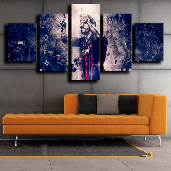 Fc Barcelona Forward La Pulga Lionel Messi White Dark Canvas Wall Art