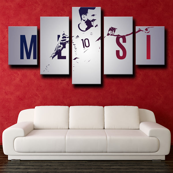 Fc Barcelona Forward La Pulga Messi Grey Canvas Wall Art