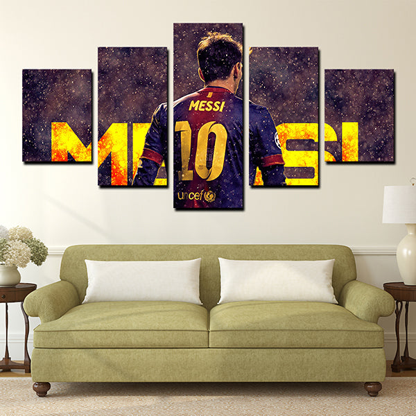 Fc Barcelona Forward Lionel Messi Red Black Canvas Wall Art