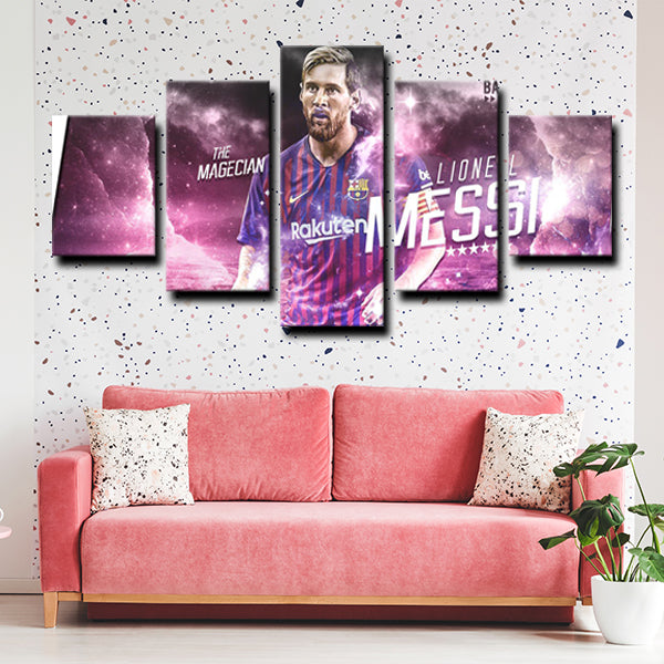 Fc Barcelona Forward The Magecian Lionel Messi Canvas Wall Art