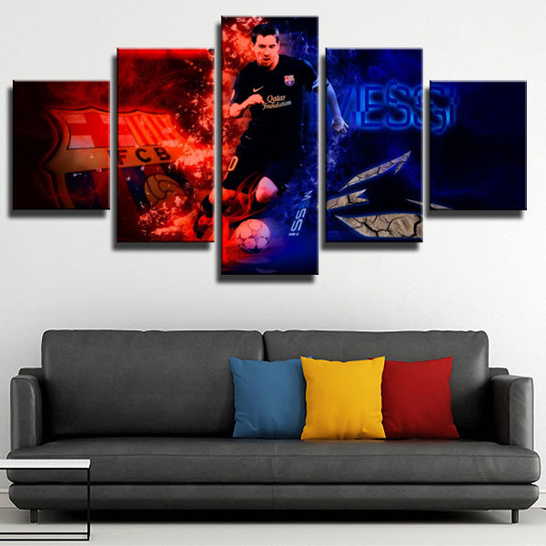 Fc Barcelona La Pulga Forward Lionel Messi Canvas Wall Art