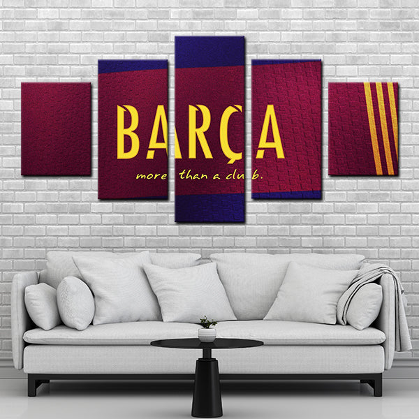 Fc Barcelona Logo Crest Red Gold Canvas Wall Art