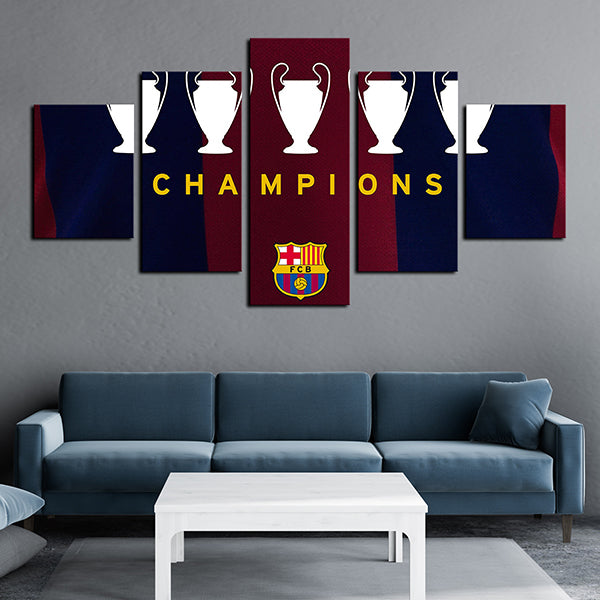 Fc Barcelona Logo The Champions Canvas Wall Art
