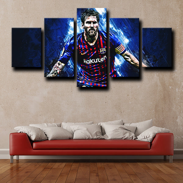 Fc Barcelona Messi Lionel Blue Canvas Wall Art