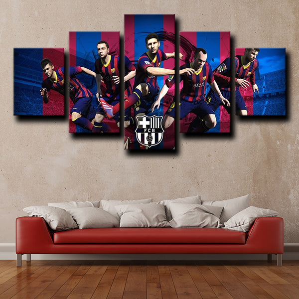Fc Barcelona Teammates Red Blue Canvas Wall Art