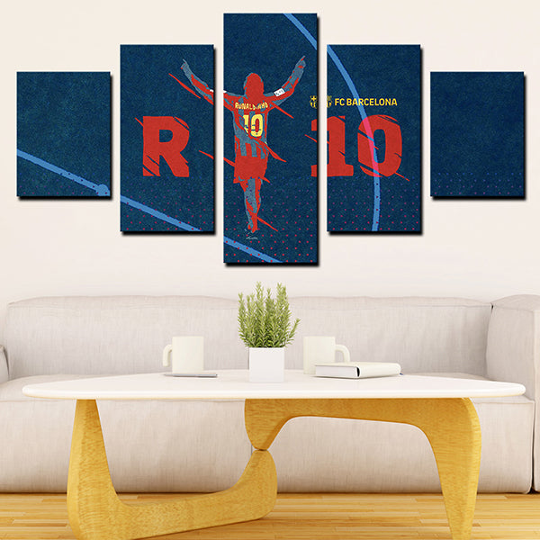 Fc Barcelona Wing Forward Ronaldino Canvas Wall Art