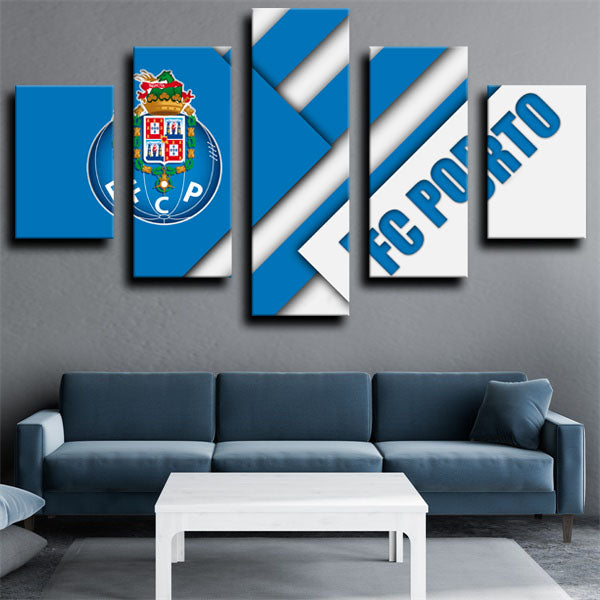 Fc Porto Blue Stripes Symbol Canvas Wall Art