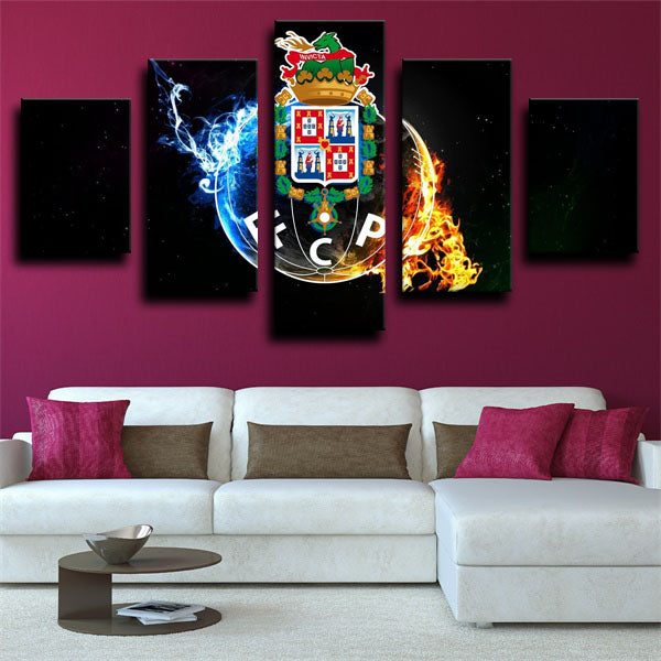 Fc Porto Creative Water & Fire Design Logo Canvas Wall Art Fc Porto Creative Water & Fire Design Logo Canvas Wall Art
