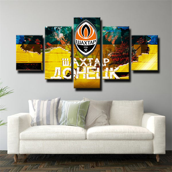 Fc Shakhtar Donetsk Team Badge Black And Yellow Canvas Wall Art