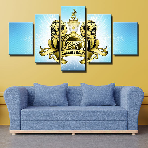Fc Zenit Saint Gold Emblem Canvas Wall Art