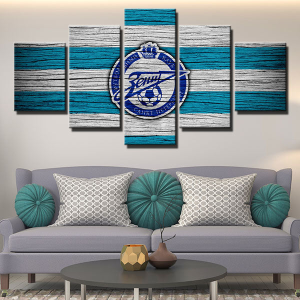 Fc Zenit Saint Green Wood Emblem Canvas Wall Art