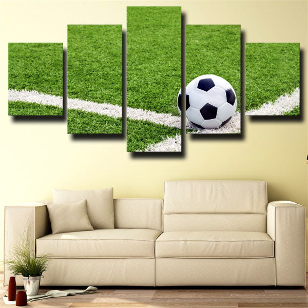 Football On The Side Of Court Canvas Wall Art