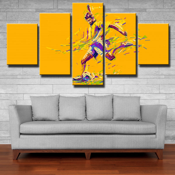 Football Player Kicking Soccer Ball Canvas Wall Art