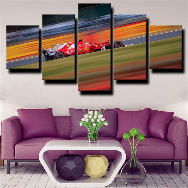 Formula 1 Car Ferrari Motion Canvas Wall Art