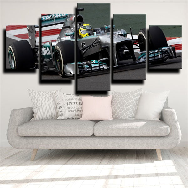 Formula 1 Black Car Mercedes Amg Canvas Wall Art