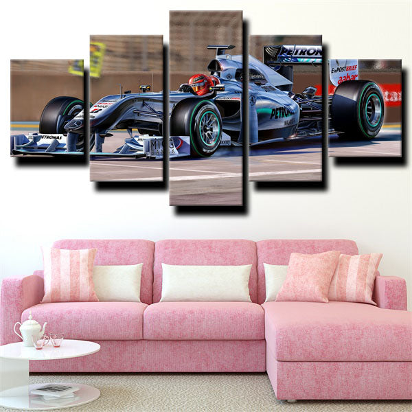 Formula 1 Blue Car Mercedes Amg Canvas Wall Art