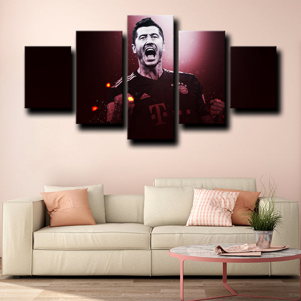 Fussball-Club Bayern Forward Lewandowski Black Canvas Wall Art