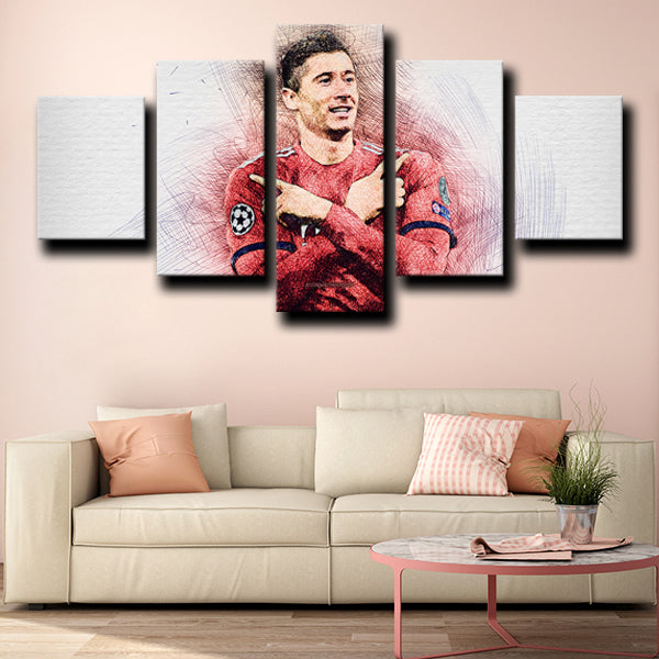 Fussball-Club Bayern Forward The Body Lewandowski Red Canvas Wall Art