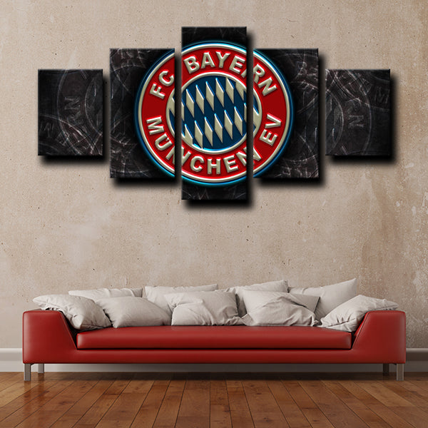 Fussball-Club Bayern Logo Crest Black Canvas Wall Art