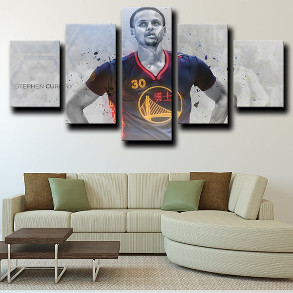 Golden State Warriors Full Back Chef Curry Stephen Curry Black Canvas Wall Art