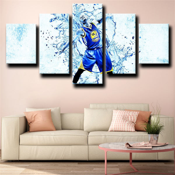 Golden State Warriors Guard Perfect Curry Blue Canvas Wall Art