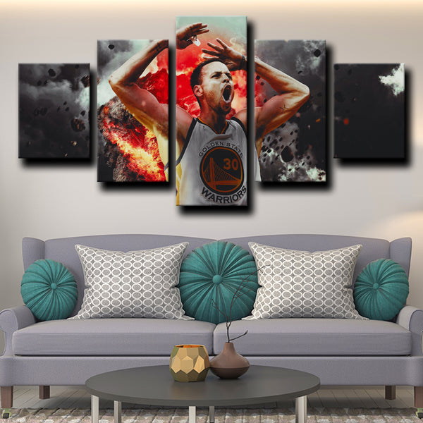 Golden State Warriors Guard Stephen Curry Rock Canvas Wall Art