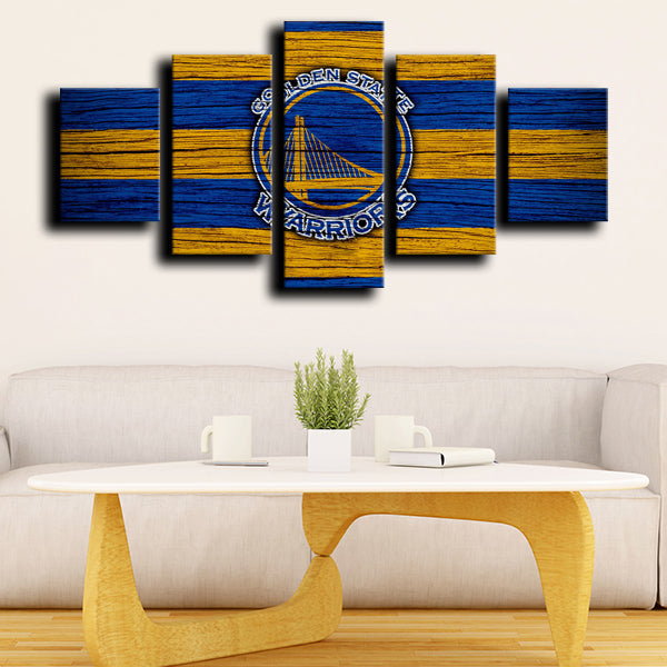 Golden State Warriors Logo Crest Blue And Gold Canvas Wall Art