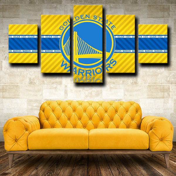 Golden State Warriors Logo Emblem Blue And Gold Canvas Wall Art