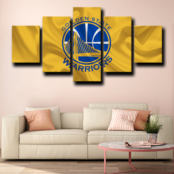 Golden State Warriors Logo Emblem Gold And Blue Canvas Wall Art