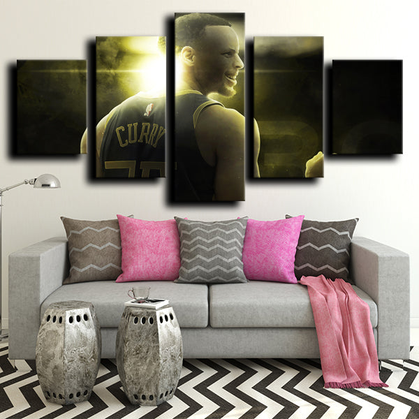 Golden State Warriors Rear Guard Stephen Curry Dark Canvas Wall Art