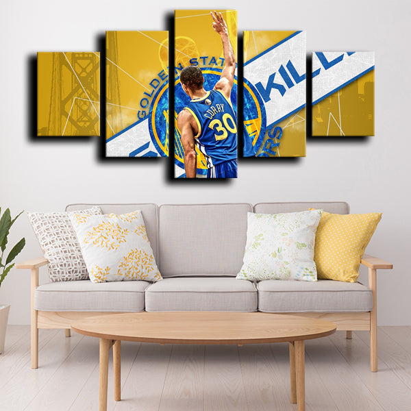 Golden State Warriors Stephen Curry Three Points Canvas Wall Art