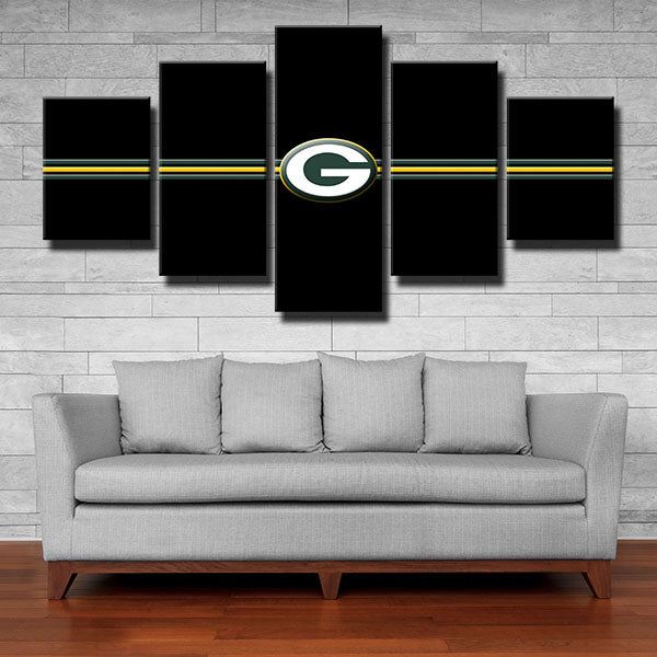 Green Bay Packers Black Small Emblem Canvas Wall Art