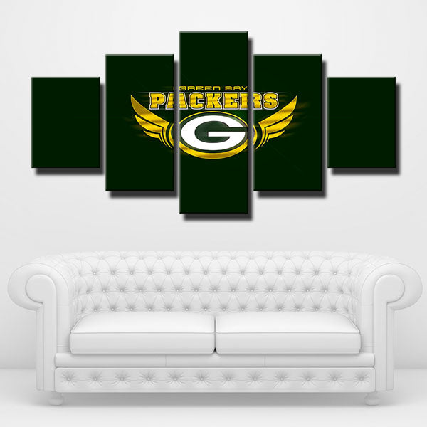 Green Bay Packers Black Wings Emblem Canvas Wall Art