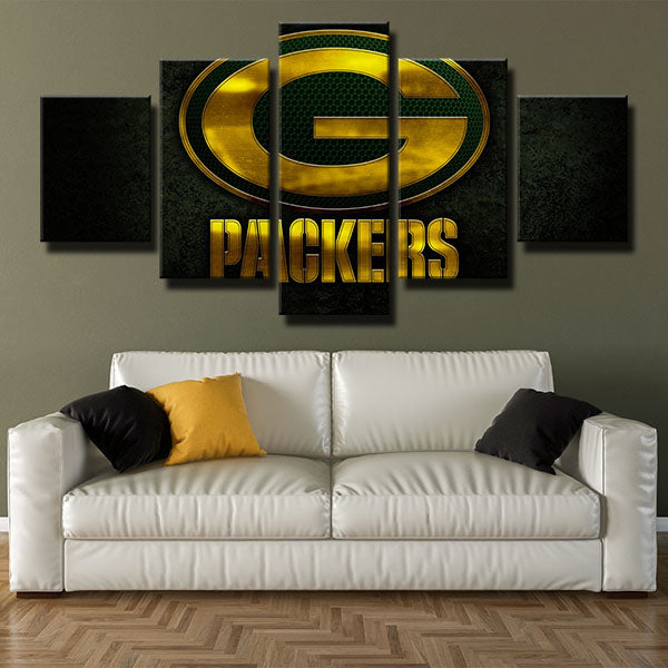 Green Bay Packers Golden Emblem Canvas Wall Art