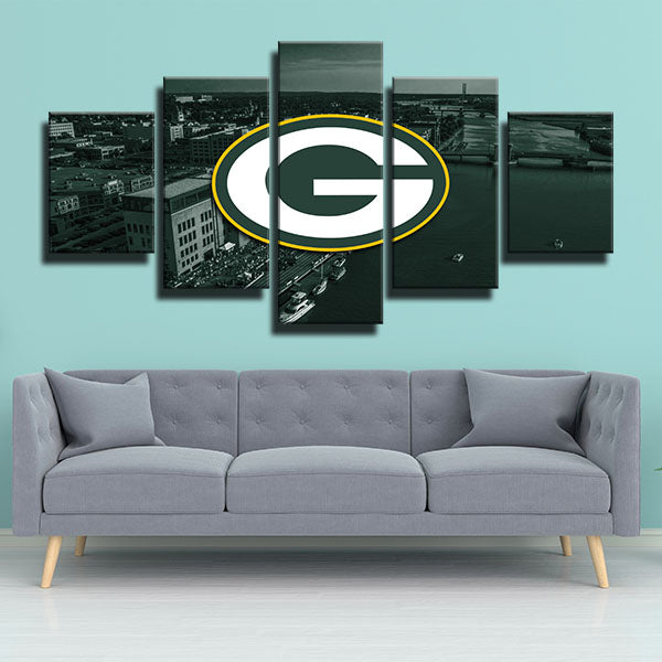 Green Bay Packers Green City Emblem Canvas Wall Art
