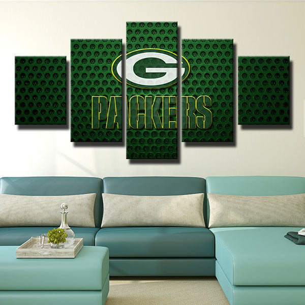 Green Bay Packers Green Dots Emblem Canvas Wall Art