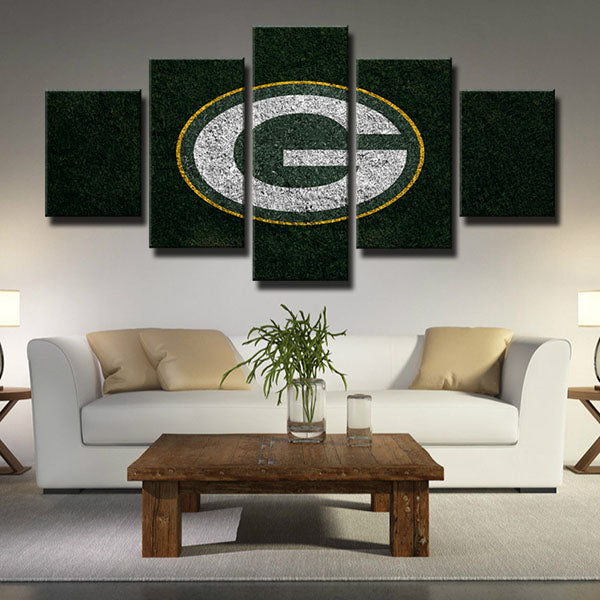 Green Bay Packers Green Lawn Emblem Canvas Wall Art