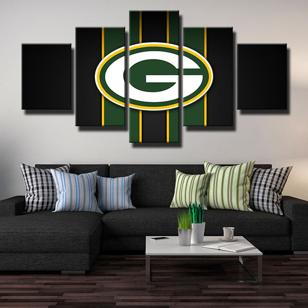 Green Bay Packers Green Stripe Emblem Canvas Wall Art
