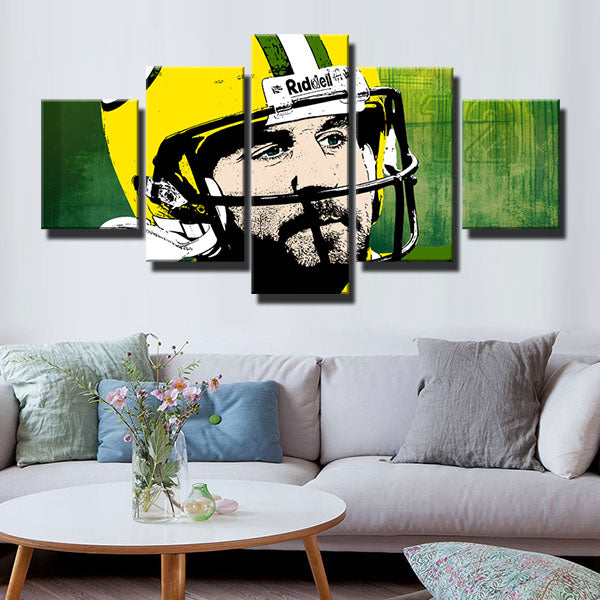 Green Bay Packers Quarterback Aaron Rodgers Canvas Wall Art
